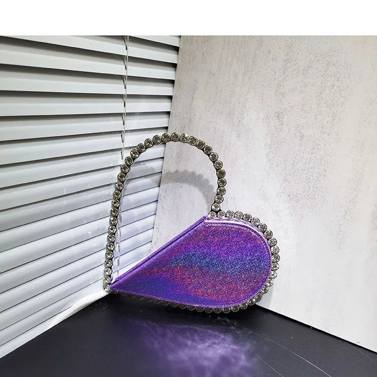 2025 New Heart Shape Rhinestone Handbags Party Day Clutches Crystal Handbags For Wedding Gift Purse Women Prom Dinner Purses Bag