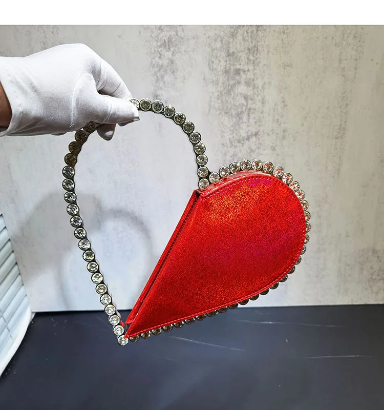 2025 New Heart Shape Rhinestone Handbags Party Day Clutches Crystal Handbags For Wedding Gift Purse Women Prom Dinner Purses Bag