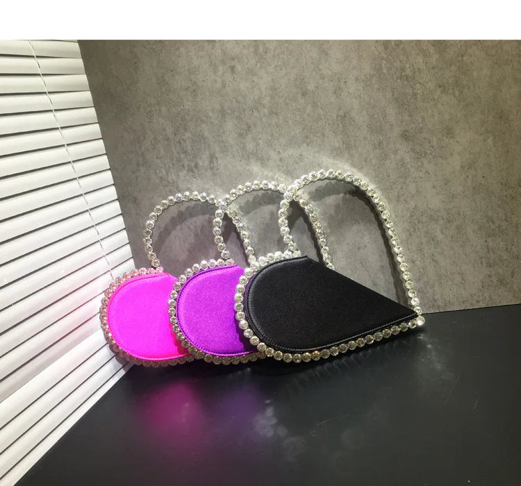 2025 New Heart Shape Rhinestone Handbags Party Day Clutches Crystal Handbags For Wedding Gift Purse Women Prom Dinner Purses Bag