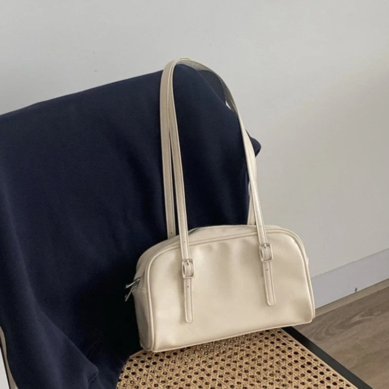 Large Capacity Brown Bowling Handbag Women's Shoulder Bag Retro Korean INS Style Autumn Winter New 2025 Fashion Trend Bag