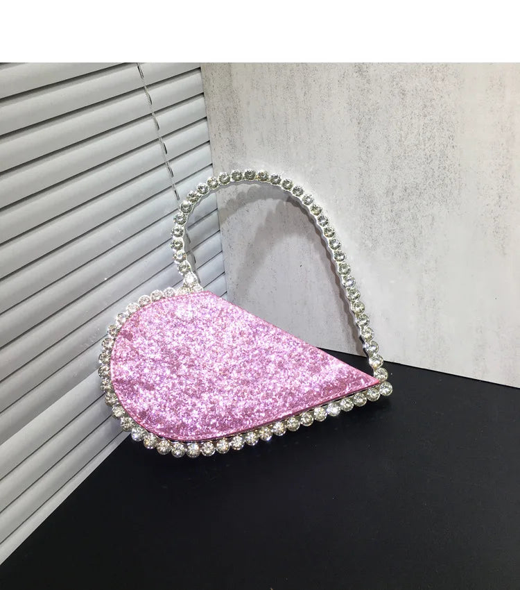 2025 New Heart Shape Rhinestone Handbags Party Day Clutches Crystal Handbags For Wedding Gift Purse Women Prom Dinner Purses Bag