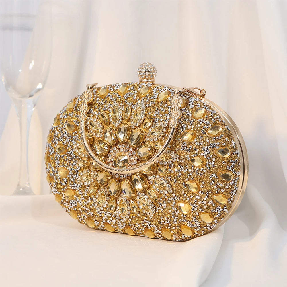 2025 Diamond Women Luxury Clutch Evening Bag Wedding Crystal Ladies Cell Phone Pocket Purse Female Sparkly Wallet for Party Gift