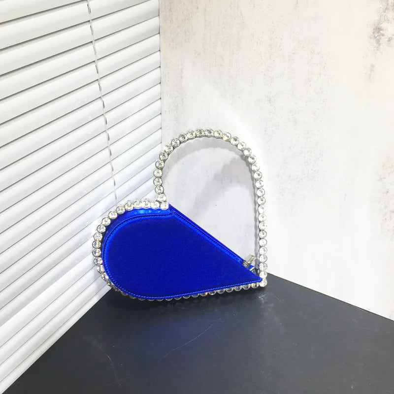 2025 New Heart Shape Rhinestone Handbags Party Day Clutches Crystal Handbags For Wedding Gift Purse Women Prom Dinner Purses Bag