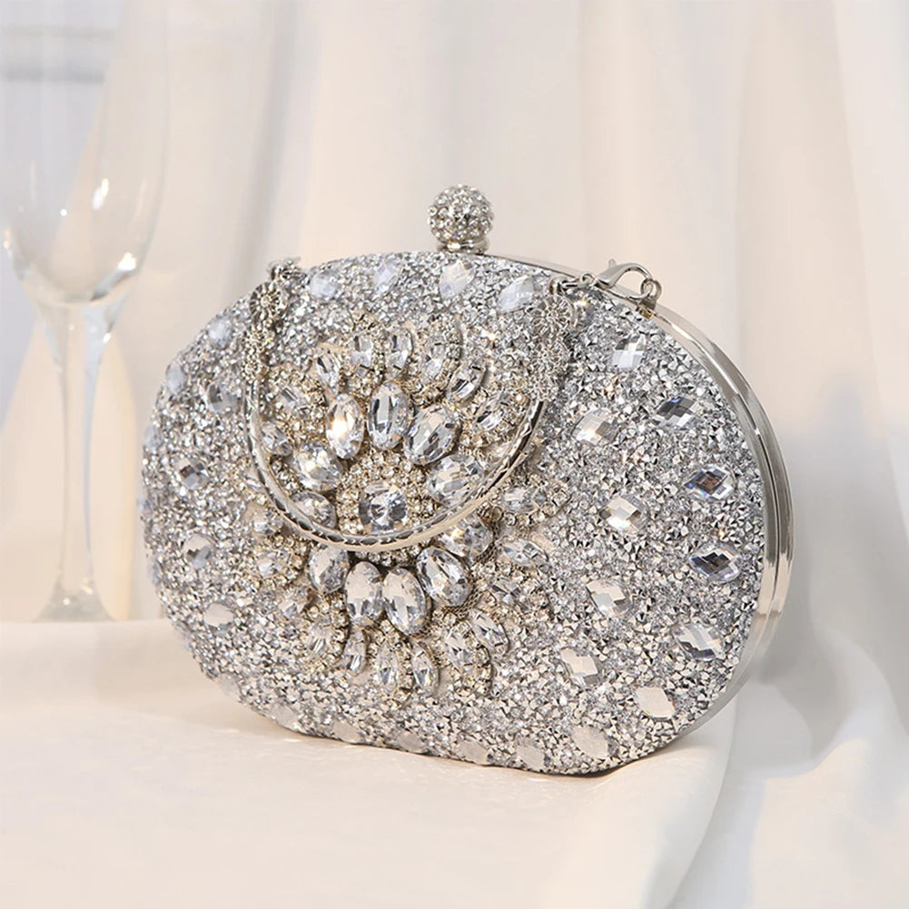 2025 Diamond Women Luxury Clutch Evening Bag Wedding Crystal Ladies Cell Phone Pocket Purse Female Sparkly Wallet for Party Gift