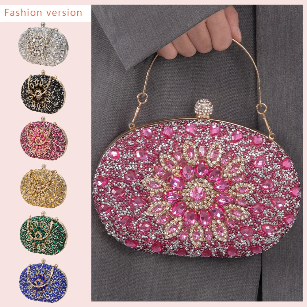 2025 Diamond Women Luxury Clutch Evening Bag Wedding Crystal Ladies Cell Phone Pocket Purse Female Sparkly Wallet for Party Gift